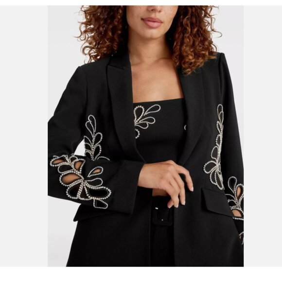 Cinq a Sept Cheyenne Rhinestone Paisley One-Button Blazer - Picture 4 of 13